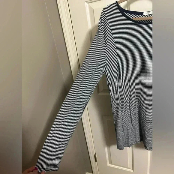 RAG & BONE Navy Blue Stripe Long Sleeve Jersey T Shirt Dress Size L Retails $225 - Picture 6 of 8